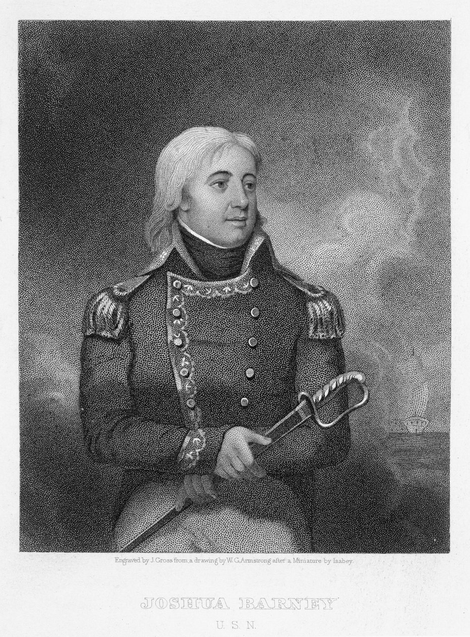 Joshua Barney (1759-1818), graviert von J. Gross nach einer Kopie des Originalminiatur von William G. Armstrong (1823-90) von Jean Baptiste Isabey