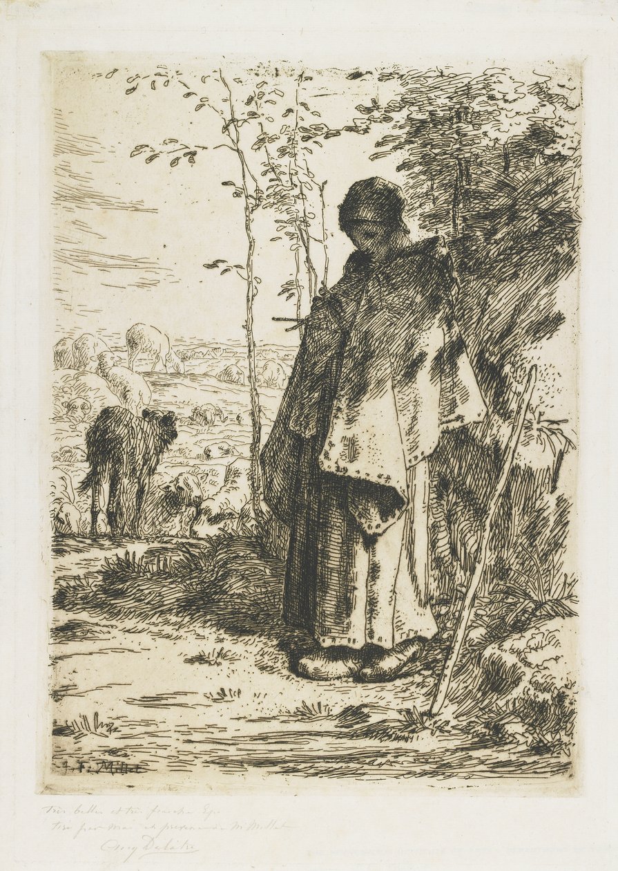 Die Schäferin beim Stricken, 1862 von Jean Francois Millet