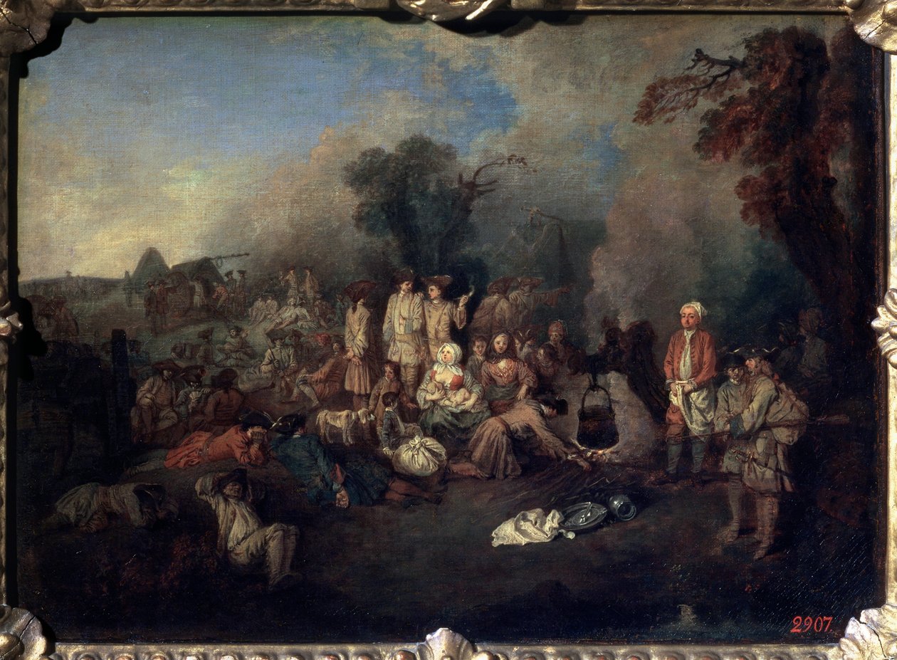 Biwak von Jean Antoine Watteau