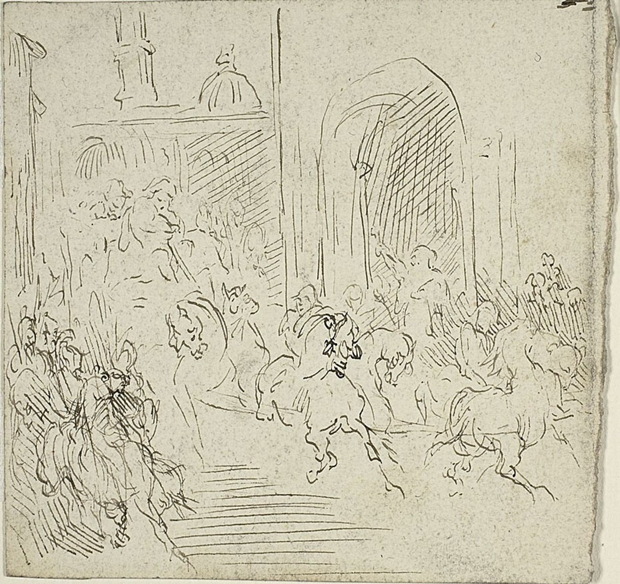 Reiterszene in einer Stadt von Jean Baptiste Carpeaux
