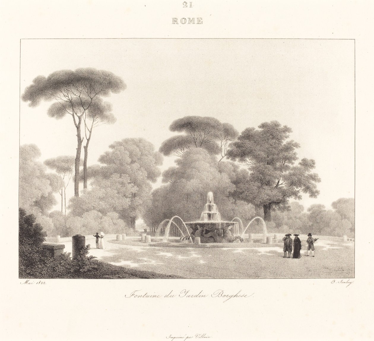 Brunnen im Borghese-Garten von Jean Baptiste Isabey