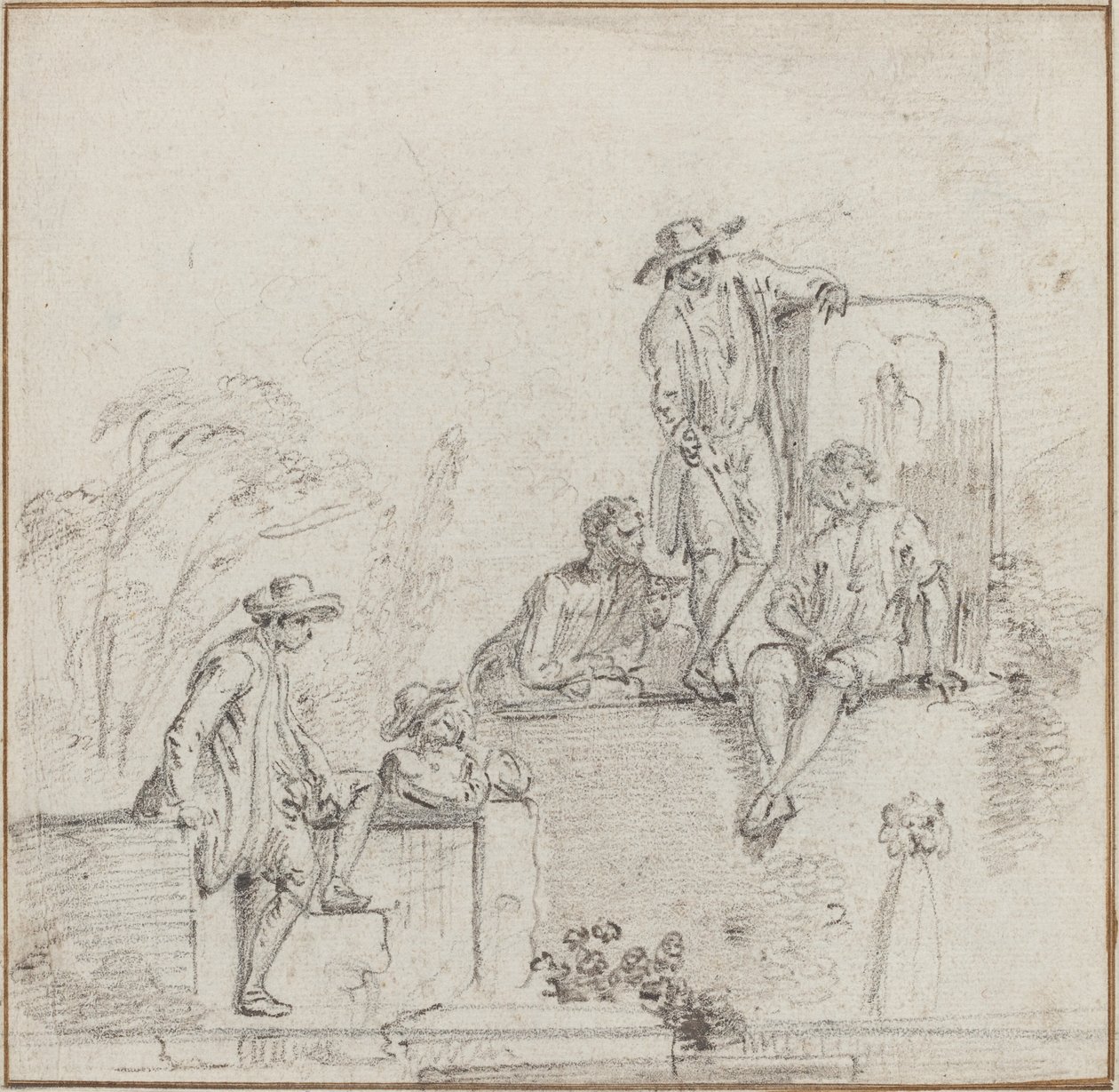 Figuren, die um einen Brunnen sitzen von Jean Baptiste Lallemand