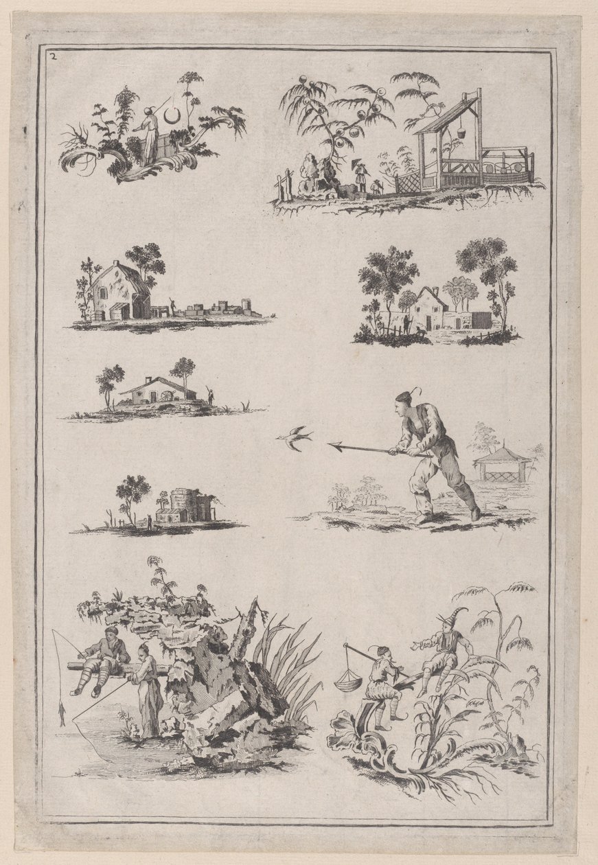 Chinoiserie-Ornamente, ca. 1760-85 von Jean Baptiste Pillement