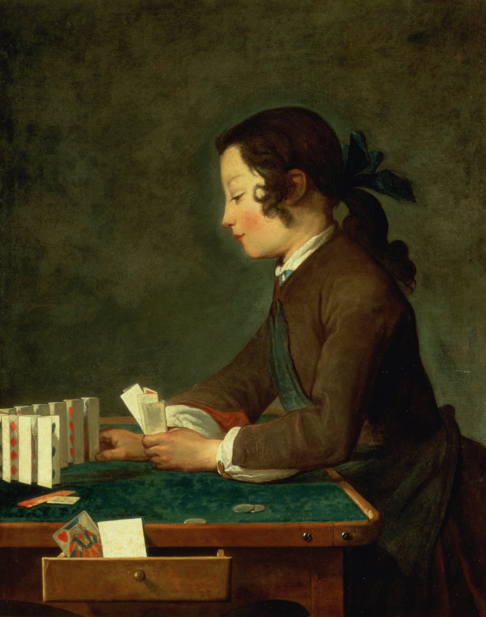Junger Junge spielt Karten von Jean Baptiste Simeon Chardin