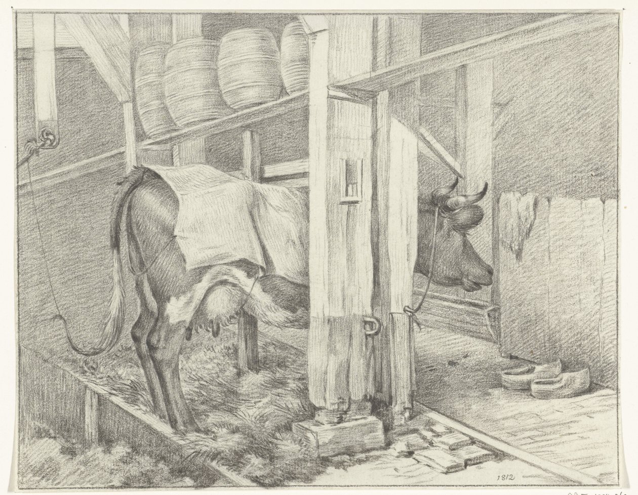Stehende Kuh mit einer Decke von Jean Bernard