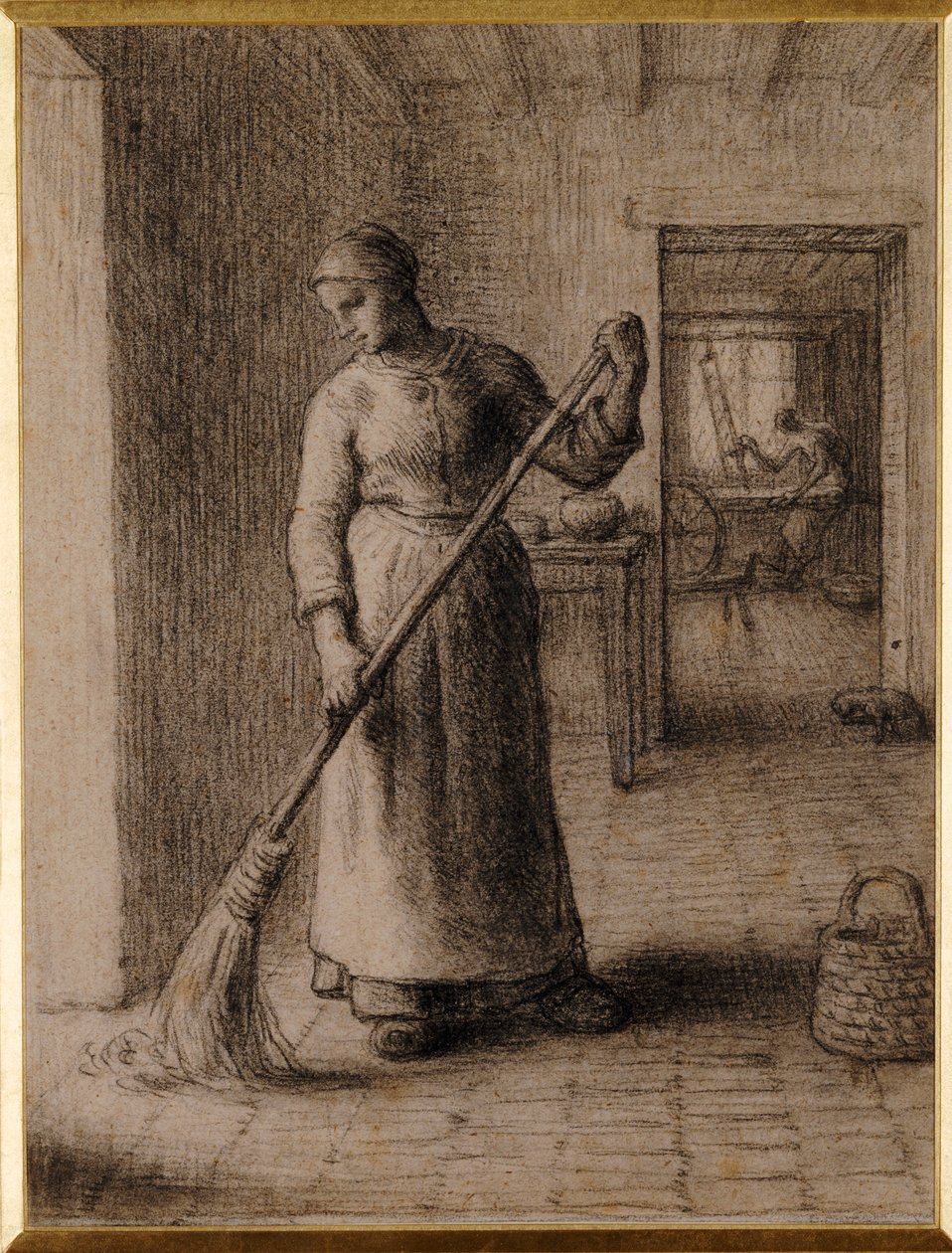 Frau fegt ihr Zuhause von Jean Francois Millet