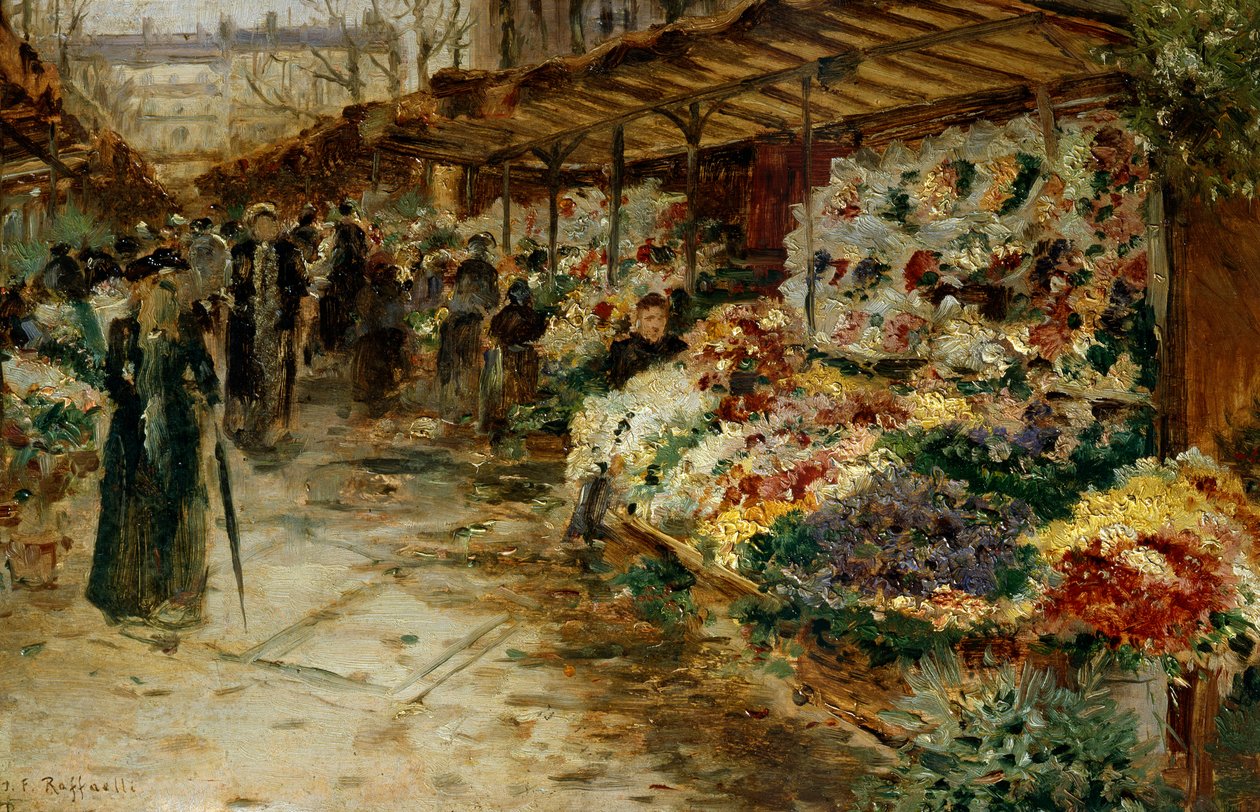 Blumenmarkt, 1882 von Jean Francois Raffaelli