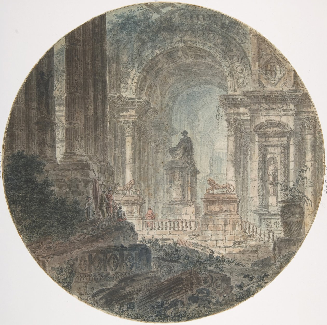 Architektonische Fantasie, spätes 18. Jahrhundert von Jean Henri Alexandre Pernet.