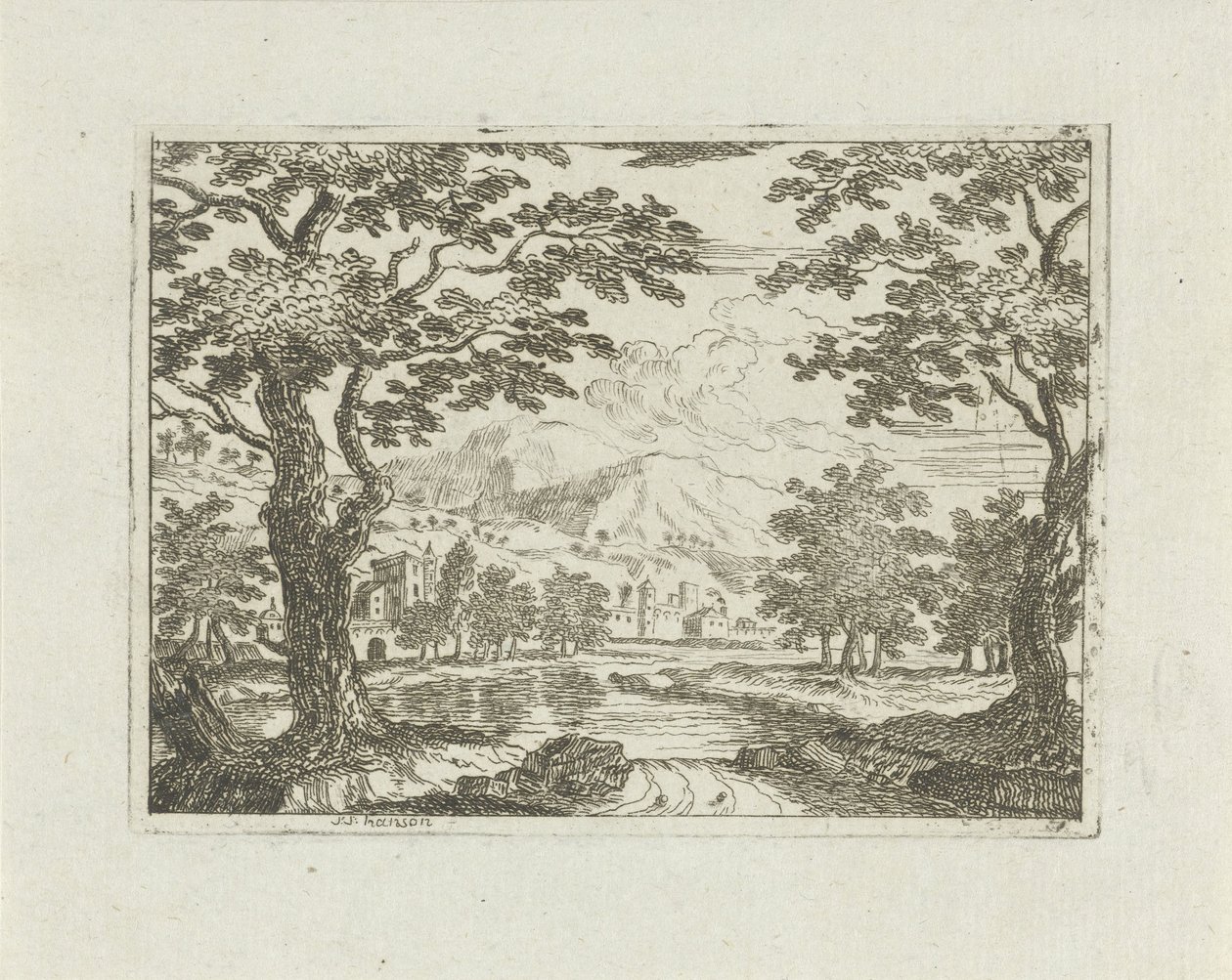 Dorf an einem Fluss von Jean Joseph Hanson