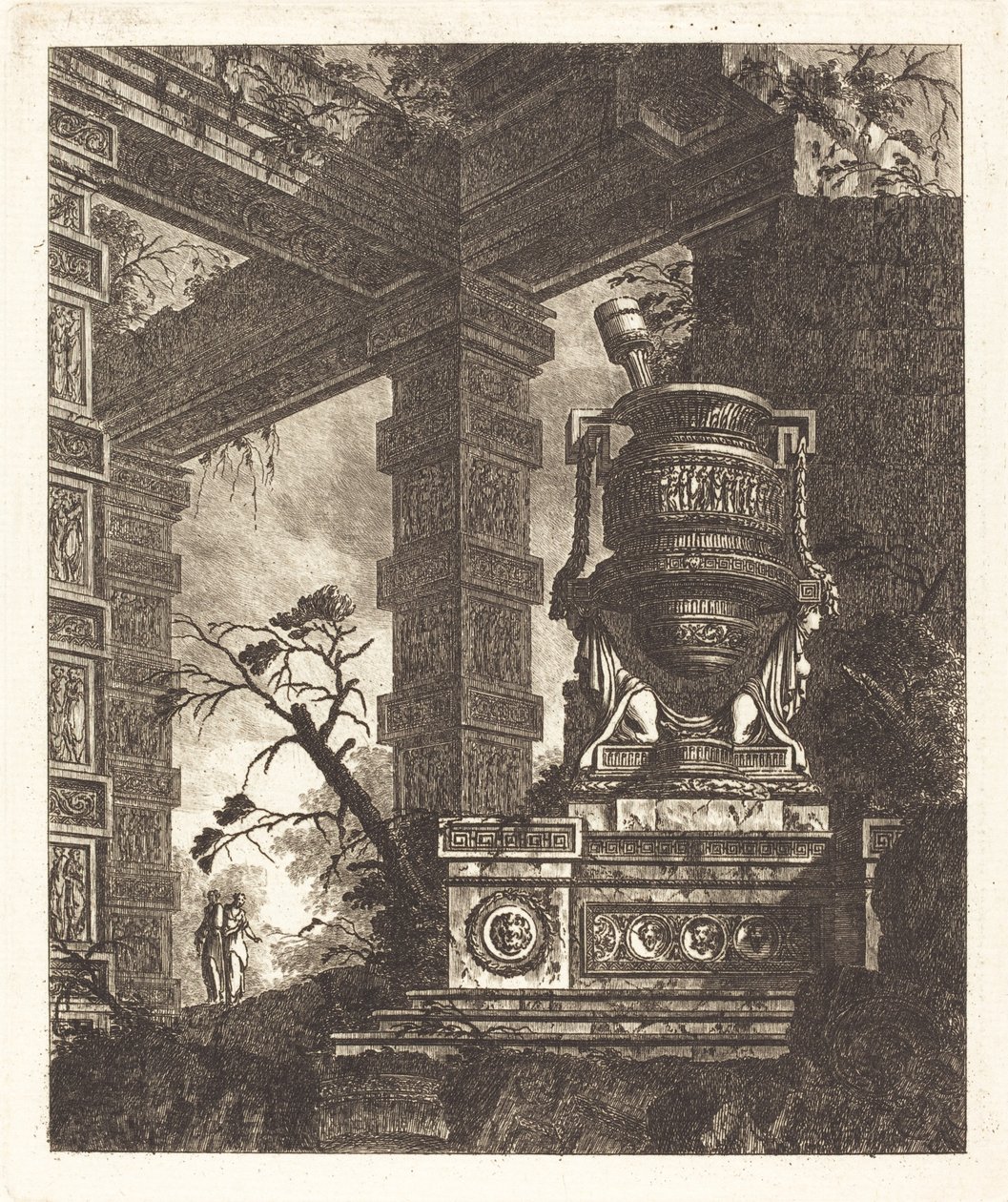 Vase, gestützt von zwei Sphinxen von Jean Laurent Legeay