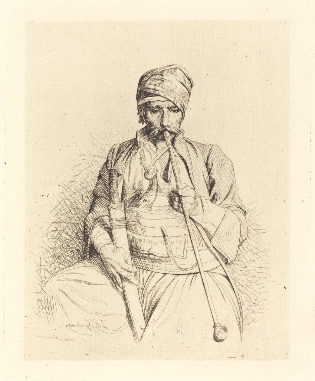 Sitzender Araber mit Pfeife von Jean Leon Gerome