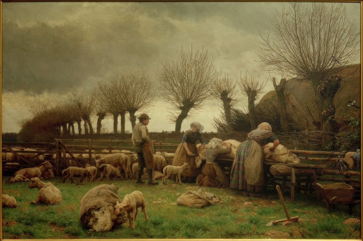 Frühjahrsschur auf Lolland. Grauer Himmel von Joakim Frederik Skovgaard