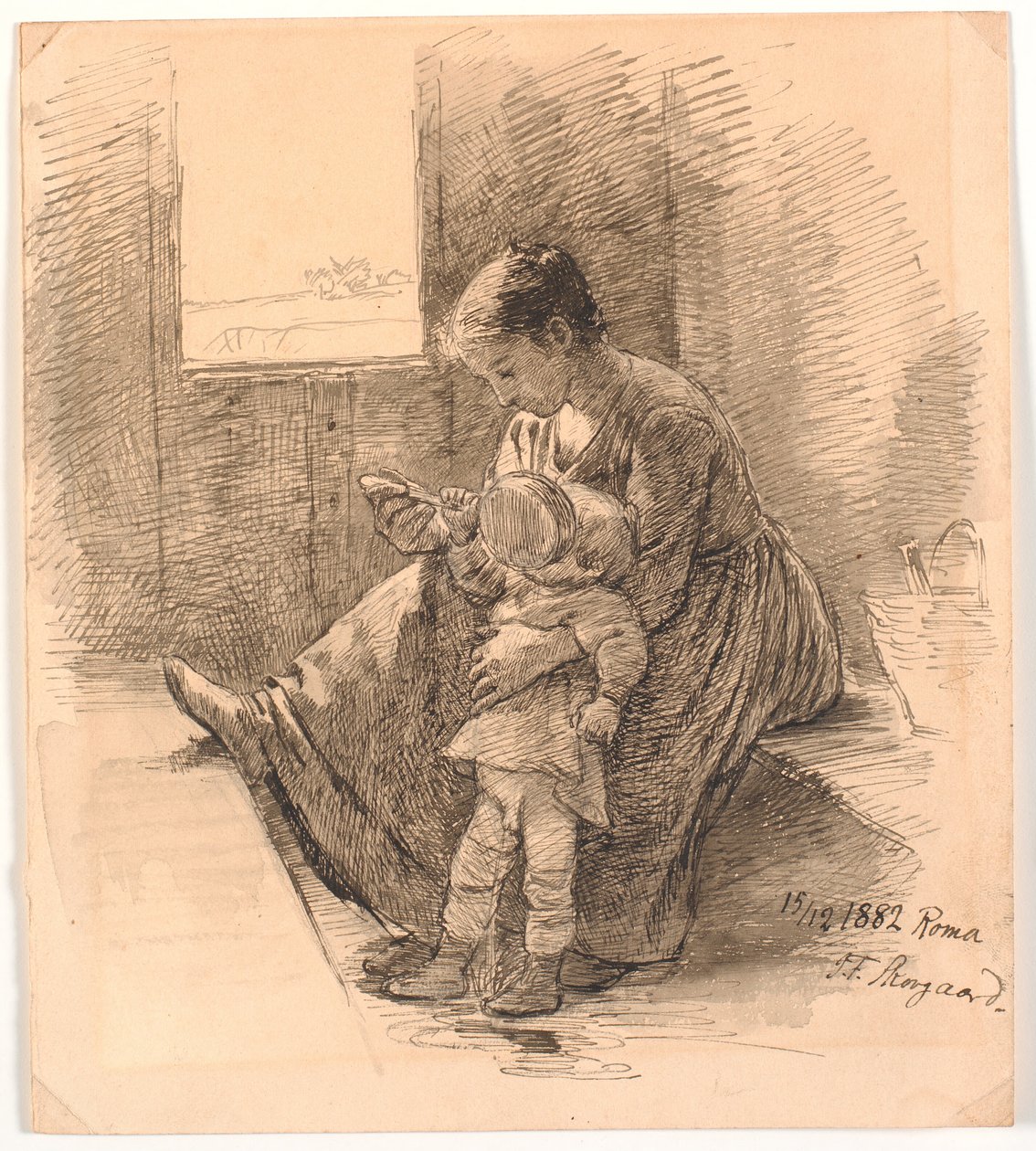 Frau und Kind im Eisenbahnabteil von Joakim Frederik Skovgaard