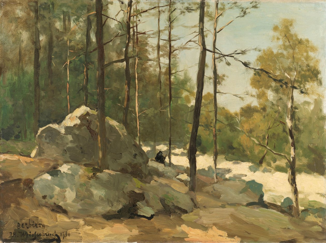 Waldansicht in der Nähe von Barbizon von Johan Hendrik Weissenbruch