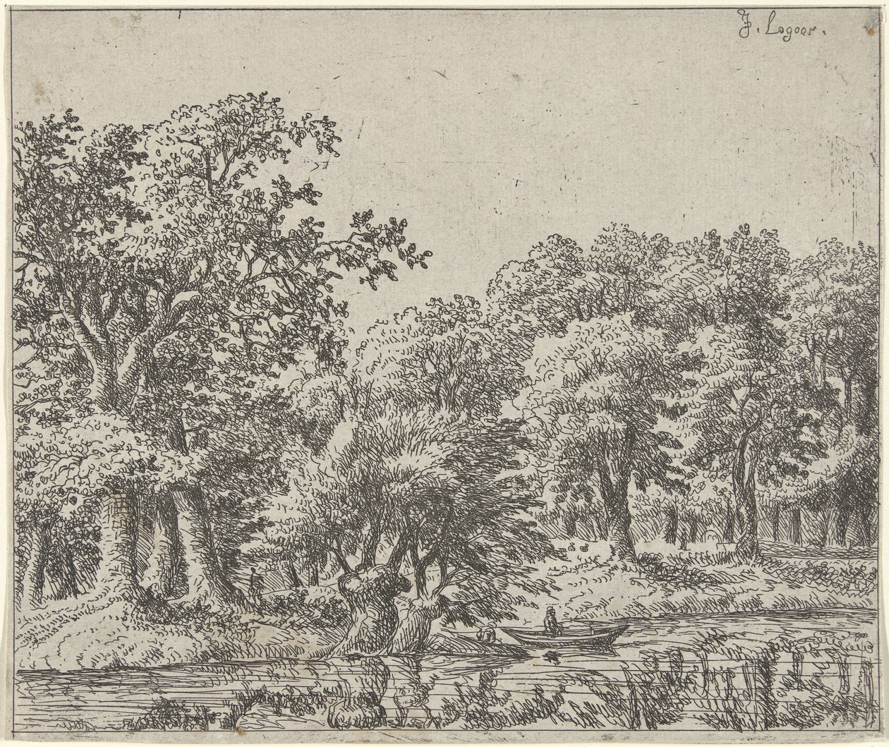 Landschaft mit Boot von Johan de Lagoor