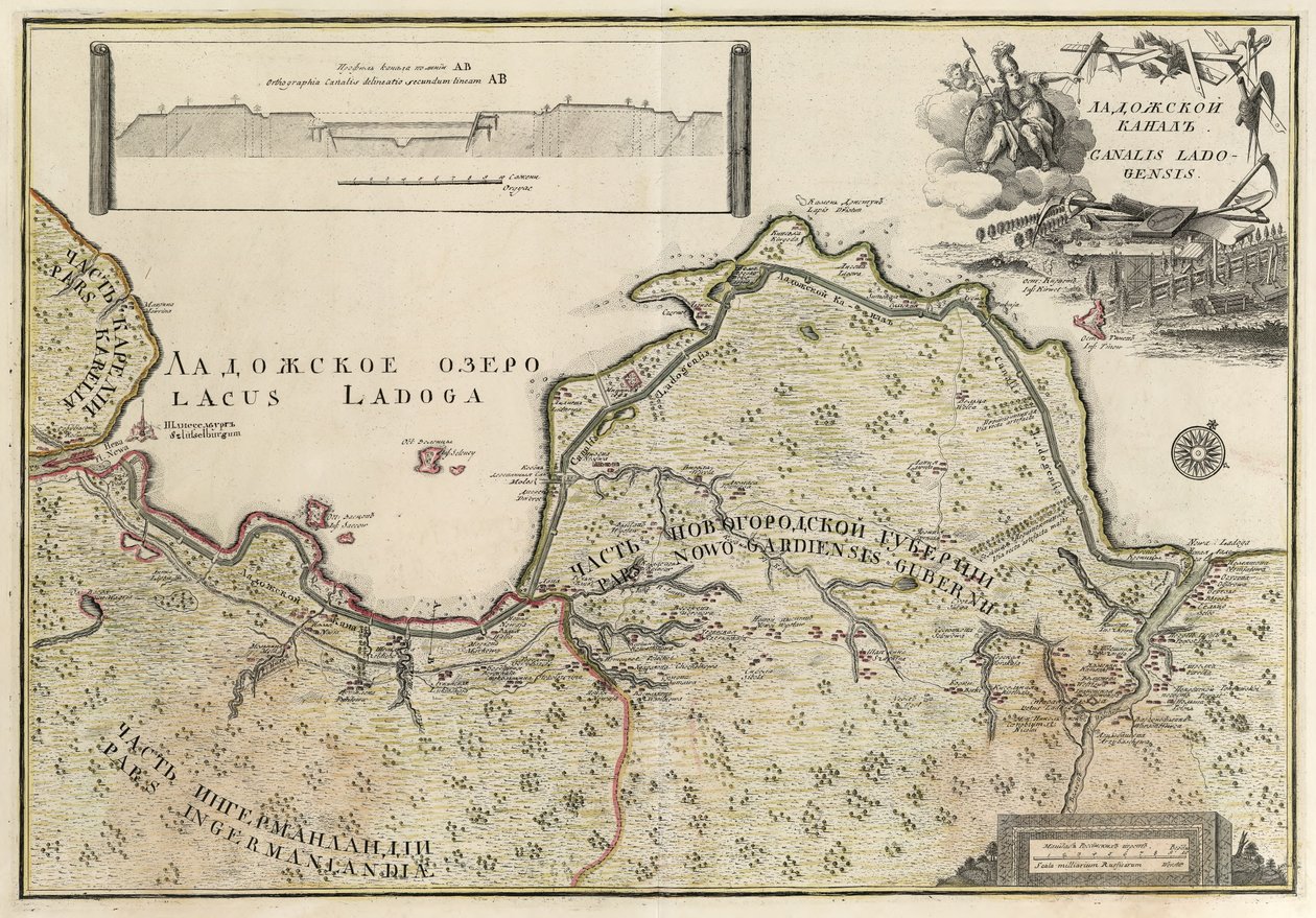 Die Karte des Ladoga-Kanals (1741-42) von Johann Elias Grimmel