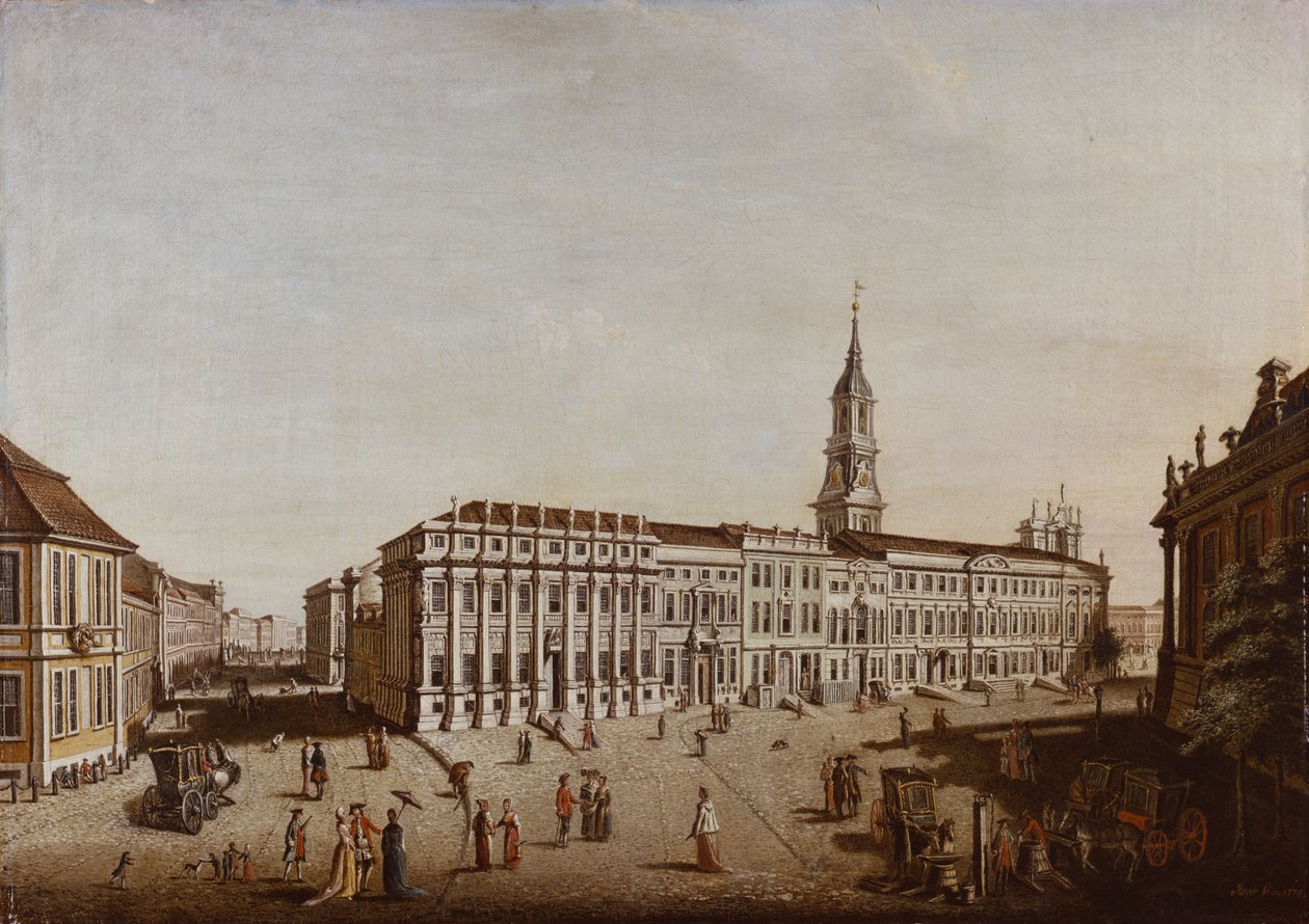 Ansicht der Schlossstraße und des Fiakerplatzes, Potsdam, 1773 von Johann Friedrich Meyer