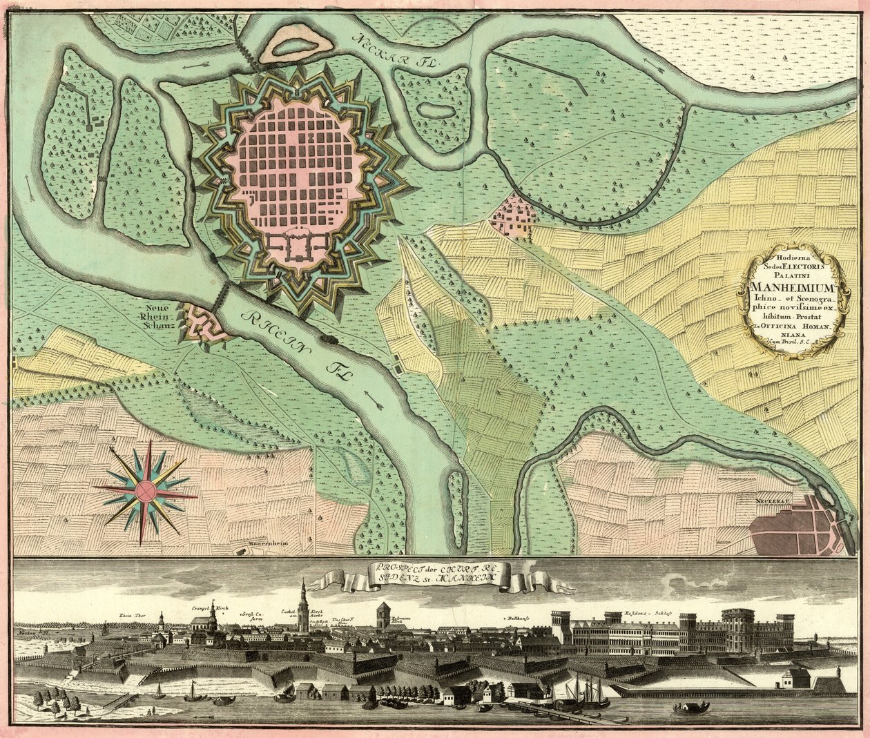 Prospekt der Kurfürstlichen Residenzstadt Mannheim von Johann Baptista Homann