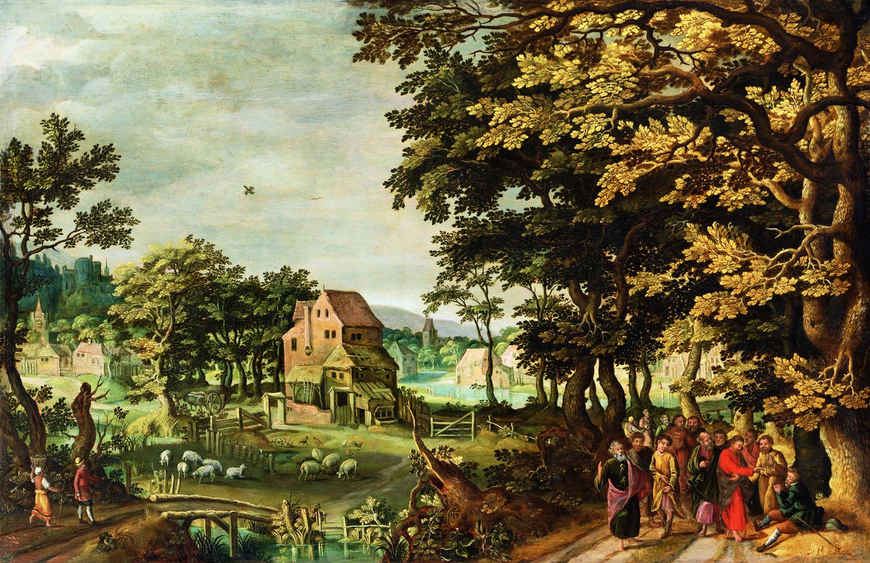 Landschaft mit Christus, der den Blinden heilt von Johann Jacob Besserer