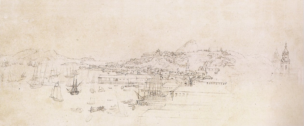 Studie für eine Ansicht von der Kirche Sao Bento in Rio de Janeiro von Johann Moritz Rugendas