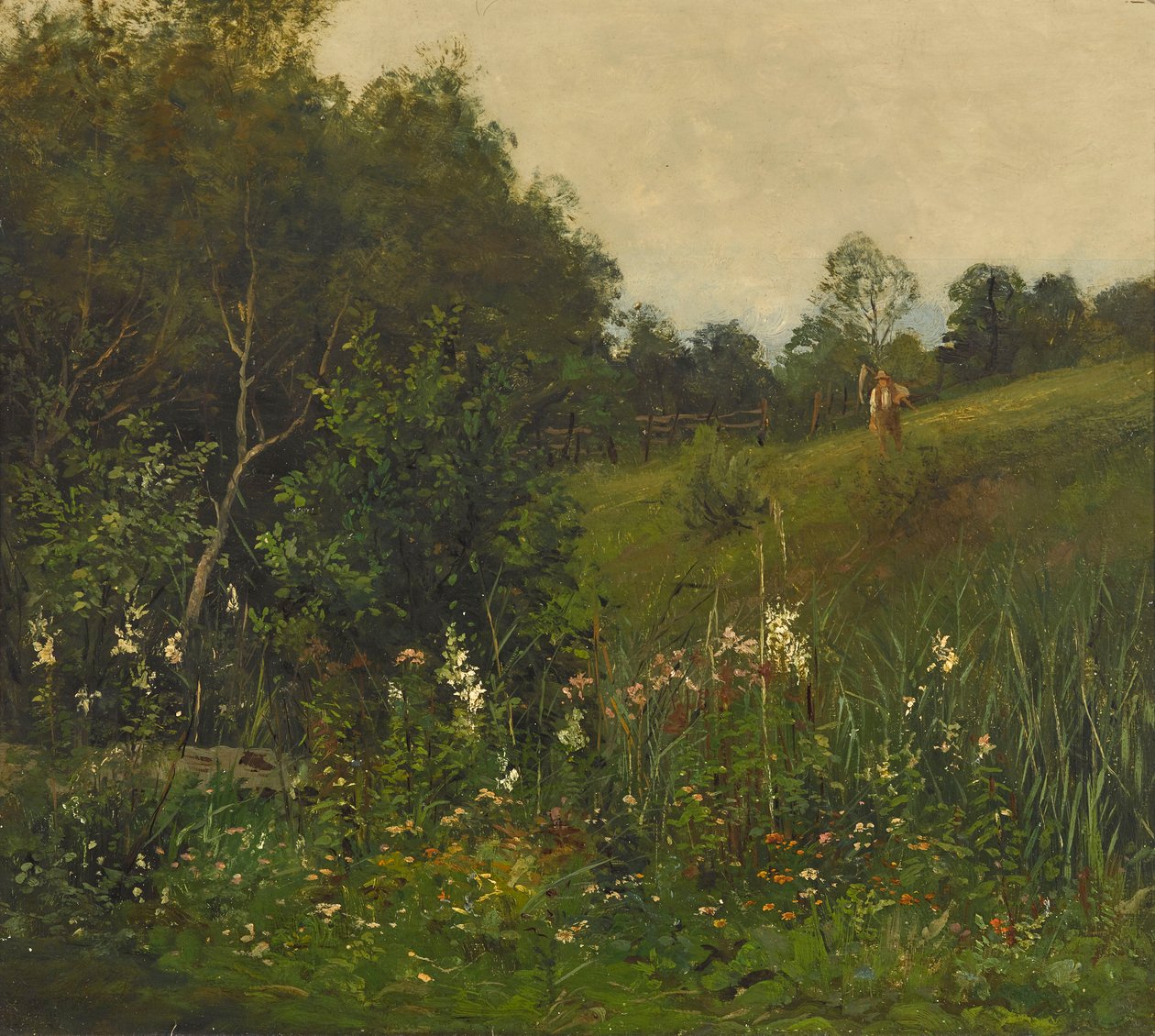 Sommerlandschaft mit Mäher von Johann Sperl