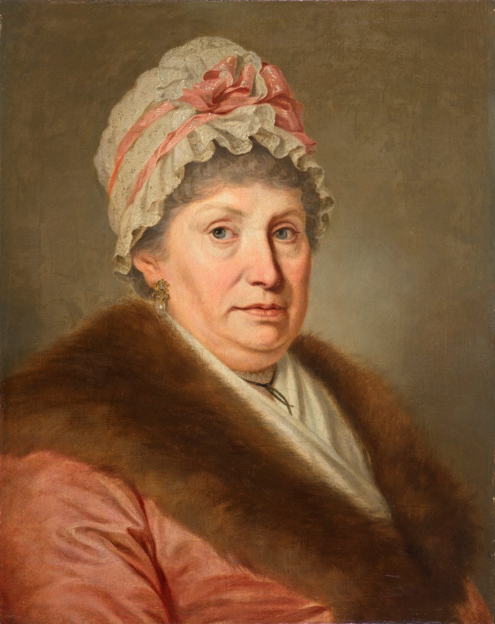 Bürgerfrau mit Spitzenhaube und Pelzkragen von Johann Baptist Lampi d. Ä.