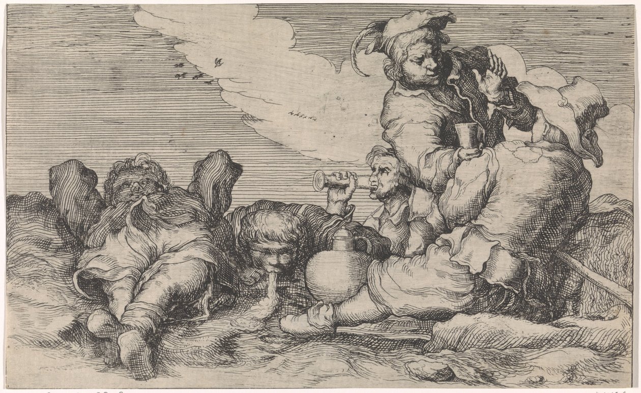 Fünf Zechbrüder von Johann Liss (attributed to)