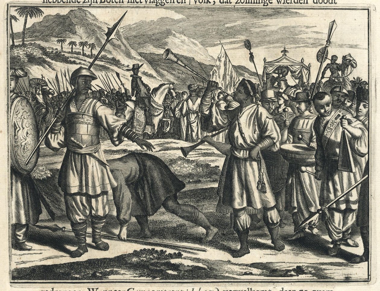 Ankunft von Vasco da Gama beim Samoryn von Calicut von Johannes Janssonius Waasbergen