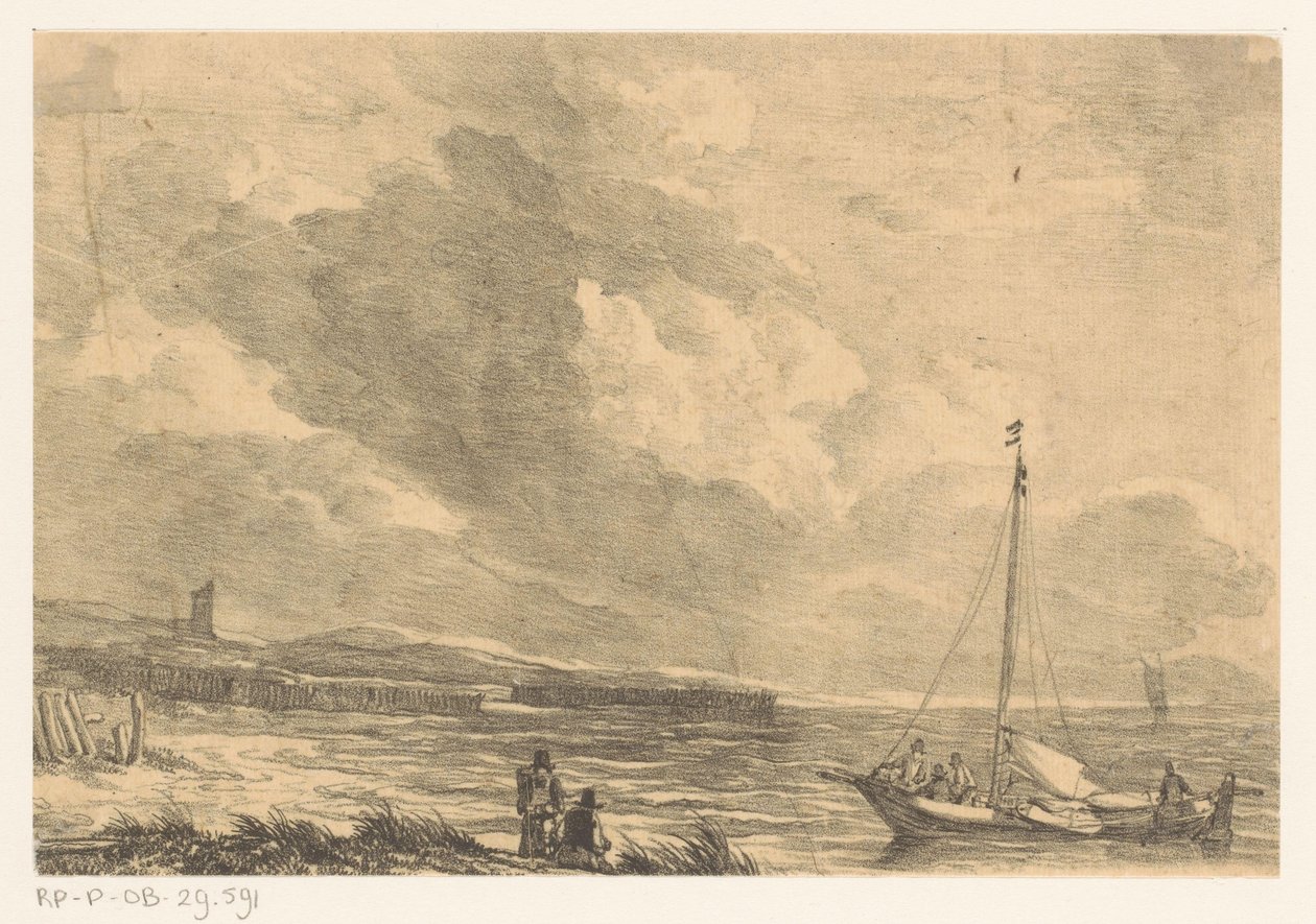 Segelboot legt an von Johannes Christiaan Schotel