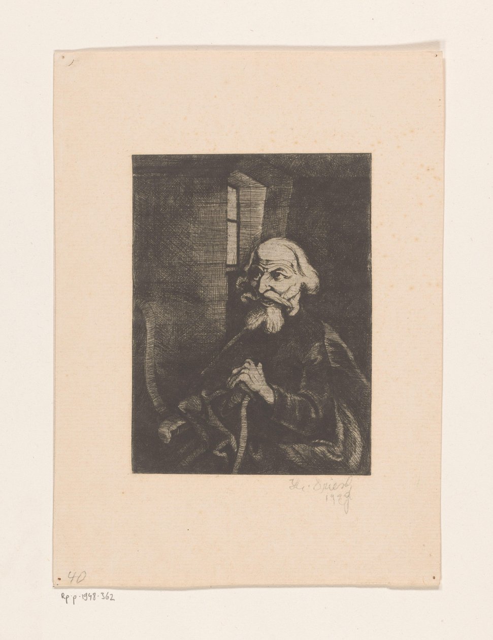 Alter sitzender Mann von Johannes Driesch (signed by artist)