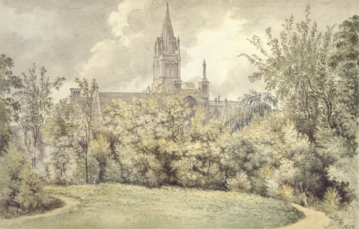 Christ Church Cathedral vom Garten des Dekans, 10. Juni 1775 (Aquarell über Graphit auf Papier) von John Baptist Malchair