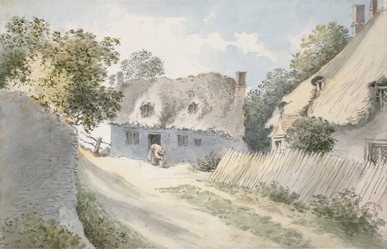 Häuser in einer Dorfstraße von John Baptist Malchair