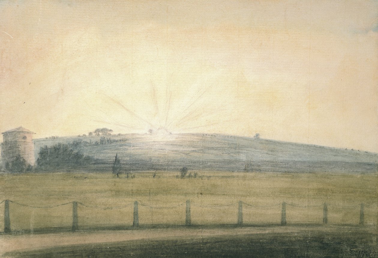 Sonnenuntergang vom Observatorium in Oxford gesehen, 20. Dezember 1784 von John Baptist Malchair