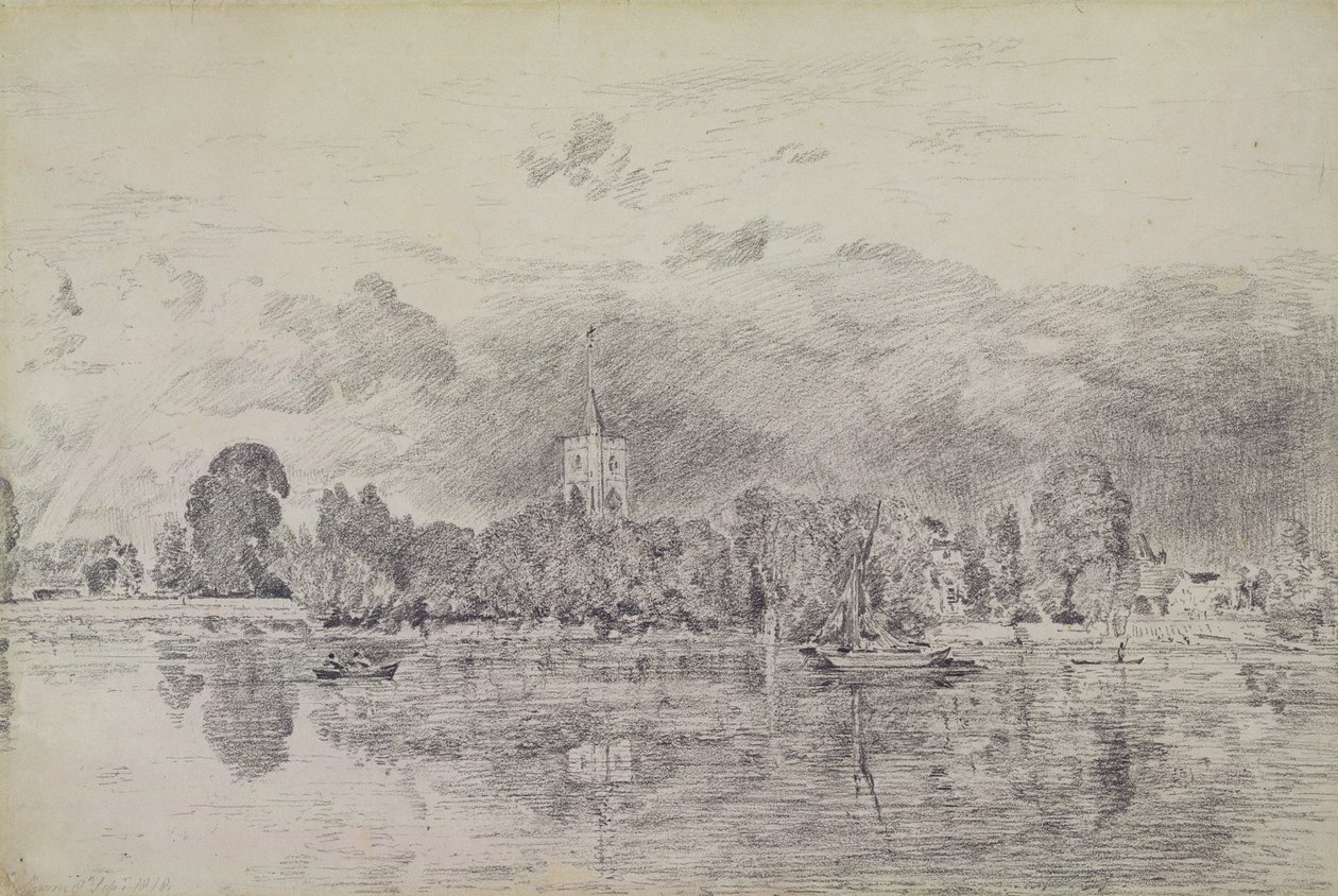Fulham Kirche vom anderen Ufer, 1818 von John Constable