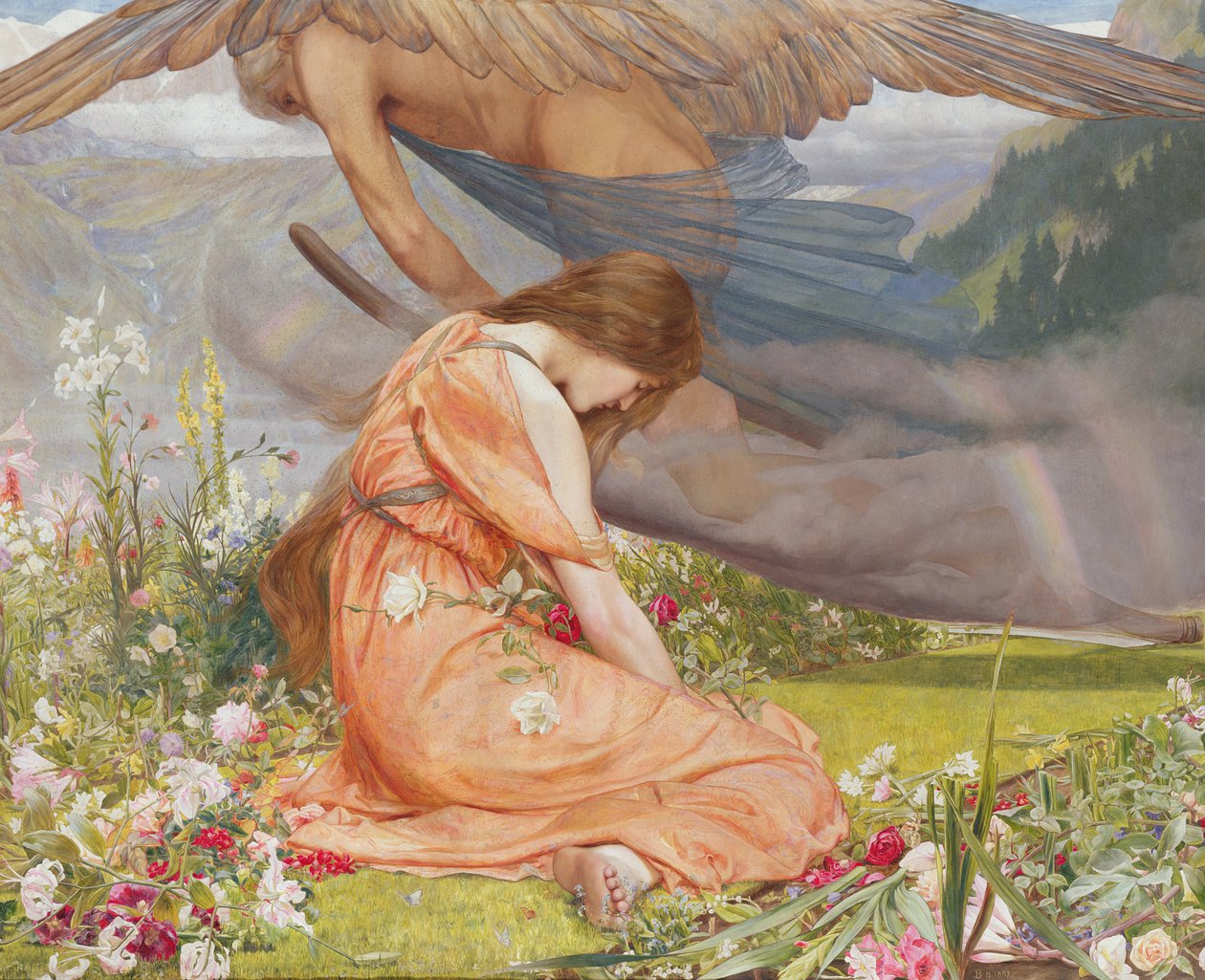 Der Garten des Adonis - Amoretta und die Zeit, 1887 von John Dickson Batten