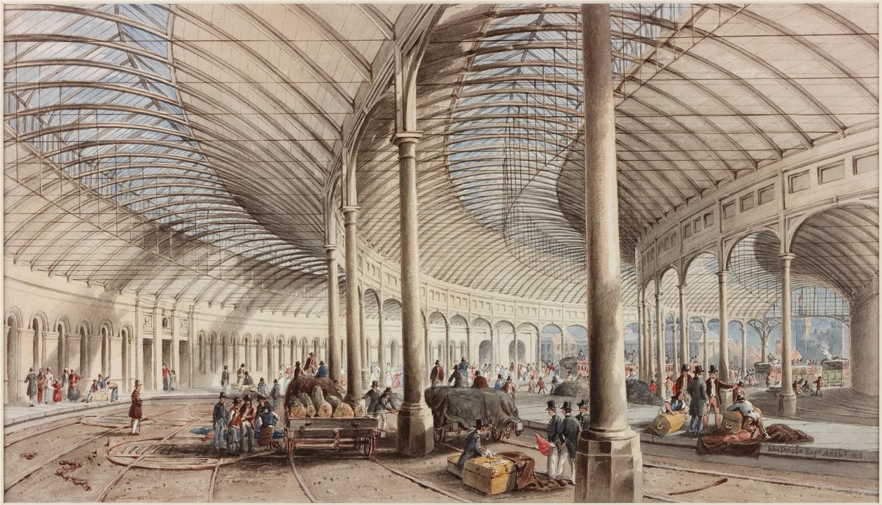 Innenansicht des Hauptbahnhofs, Newcastle upon Tyne von John Dobson