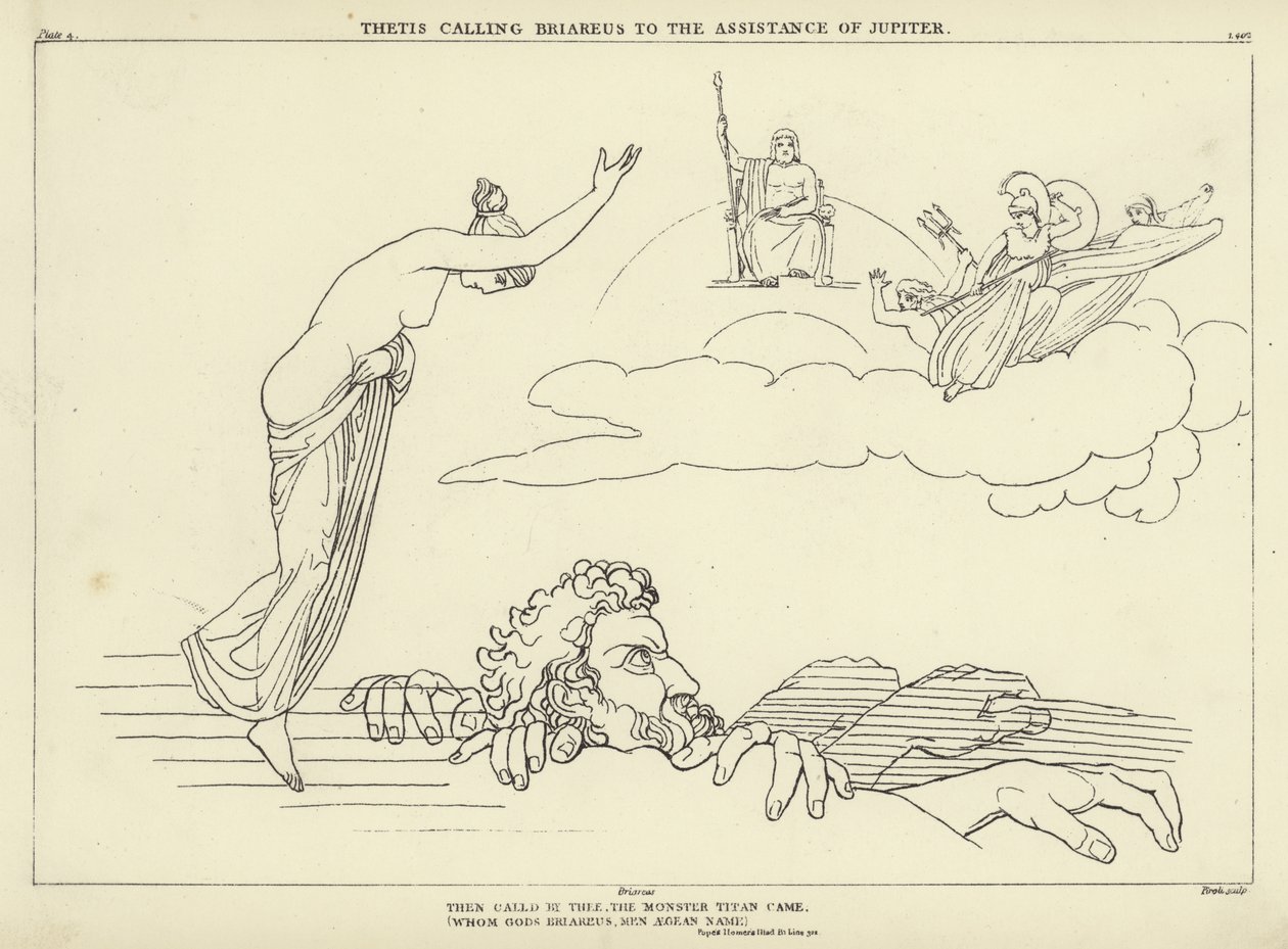 Thetis ruft Briareus zur Hilfe für Jupiter von John Flaxman