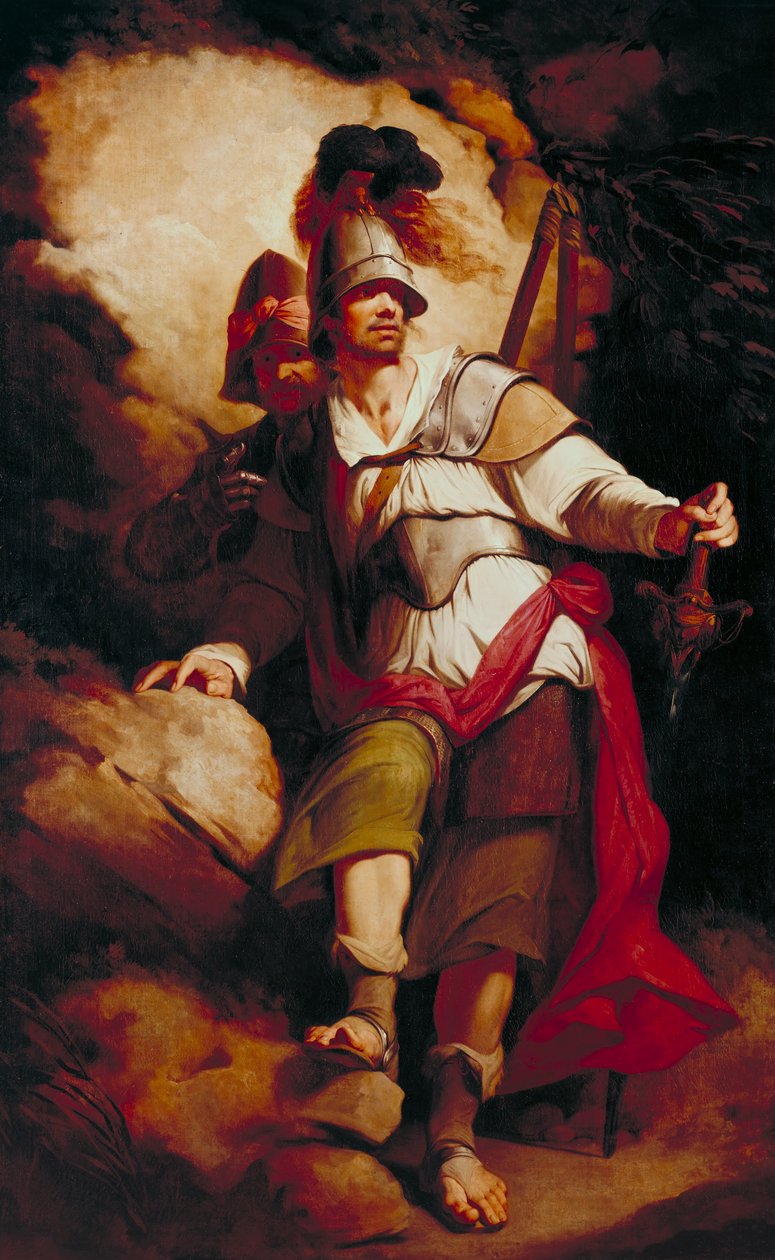 Sir Arthegal, der Ritter der Gerechtigkeit, mit Talus, dem Eisernen Mann (aus Spensers `Faerie Queene) von John Hamilton Mortimer
