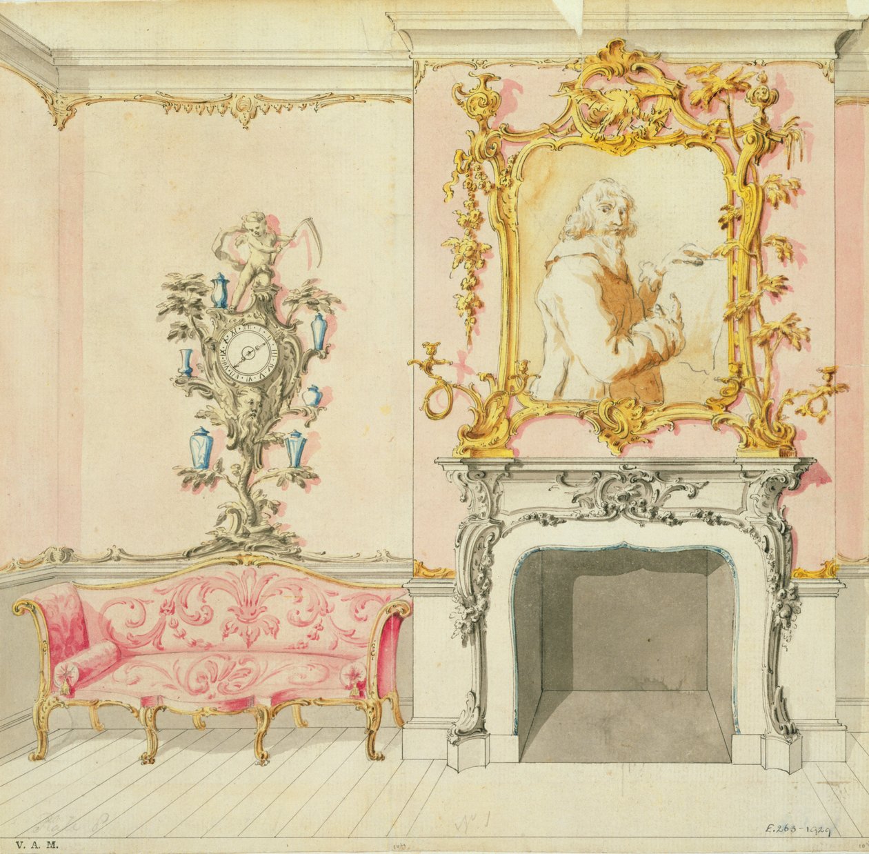 Vorschlag für ein Wohnzimmerinterieur, 1755-60 von John Linnell