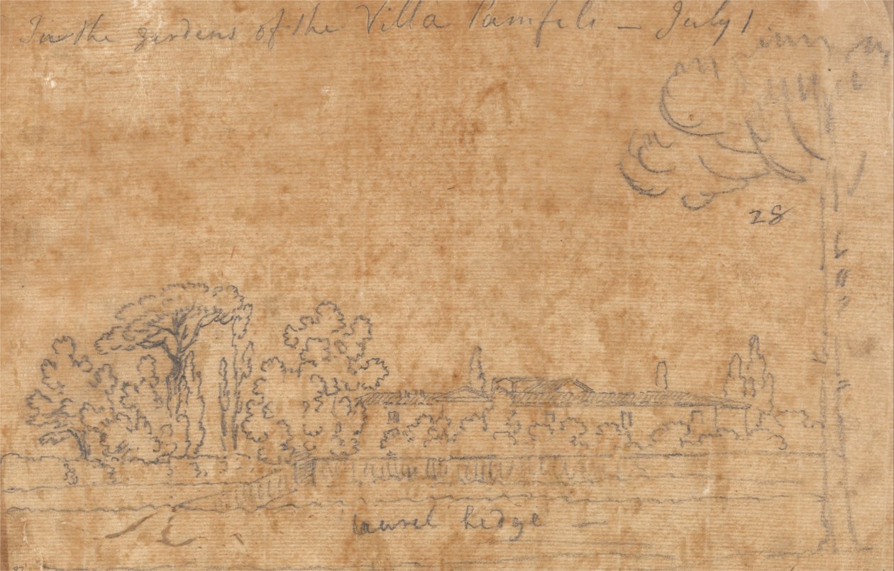 In den Gärten der Villa Pamphili, 1. Juli von John Robert Cozens