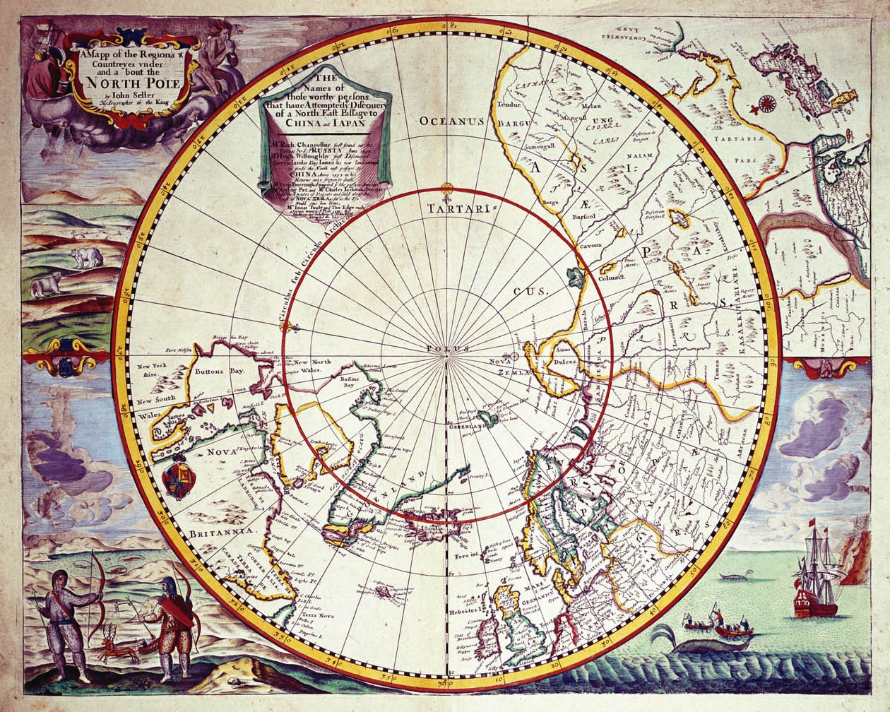Eine Karte des Nordpols von John Seller