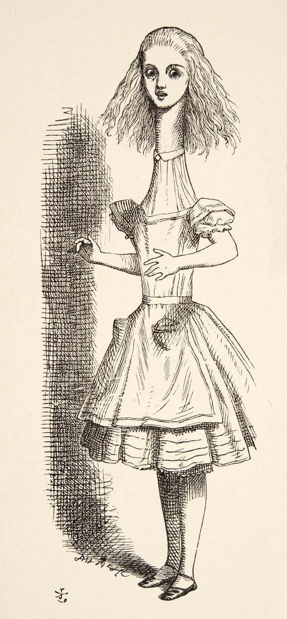 Alice wächst, aus Alice im Wunderland von Lewis Carroll, veröffentlicht 1891 von John Tenniel