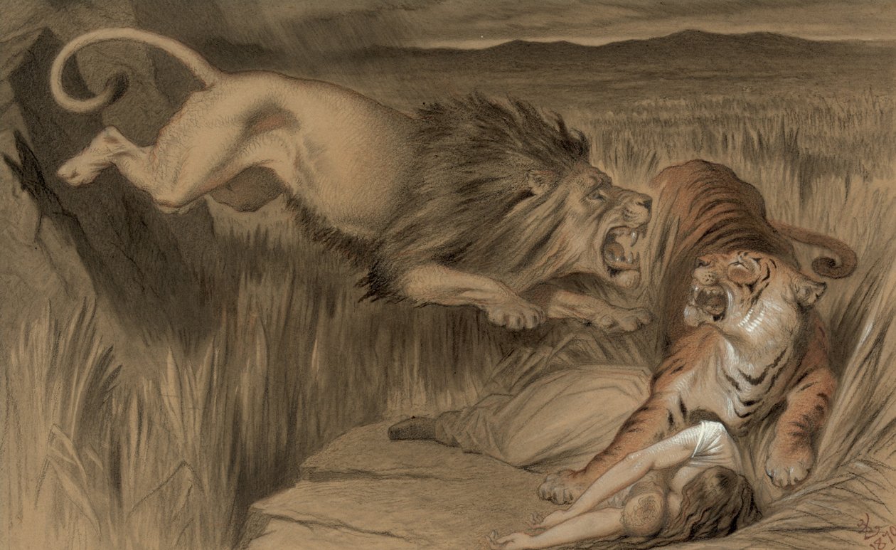 Die Rache des britischen Löwen am bengalischen Tiger, 1870 von John Tenniel