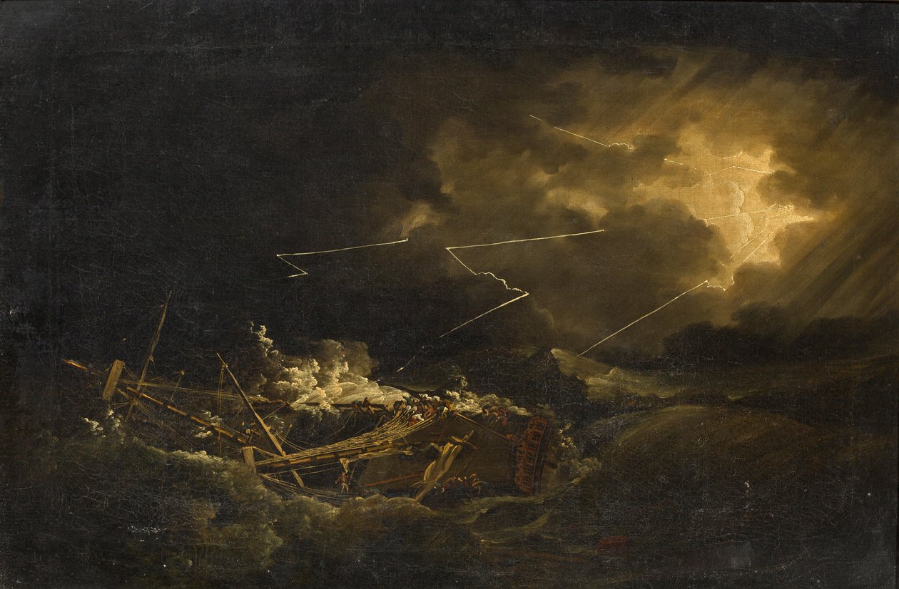 Das Wrack der H.M.S. Deal Castle vor Puerto Rico während des großen Hurrikans von 1780 von John Thomas Serres