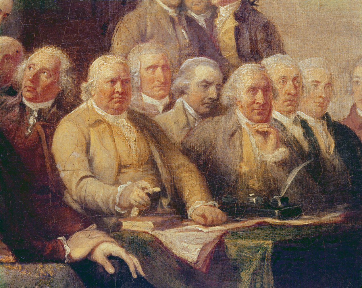 Entwurf der Unabhängigkeitserklärung, 28. Juni 1776, ca. 1817 (Detail) von John Trumbull