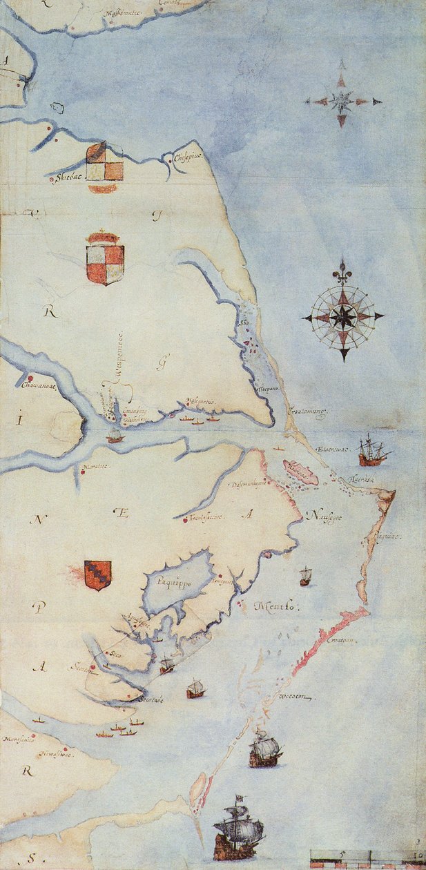 Karte von Raleighs Virginia (Lithographie) von John White