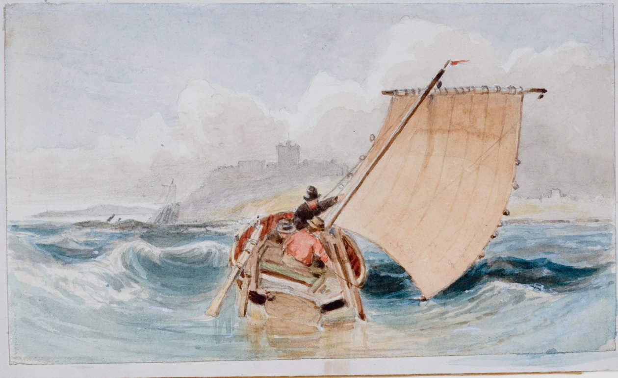 Ein Coble vor Bamburgh von John Wilson Carmichael