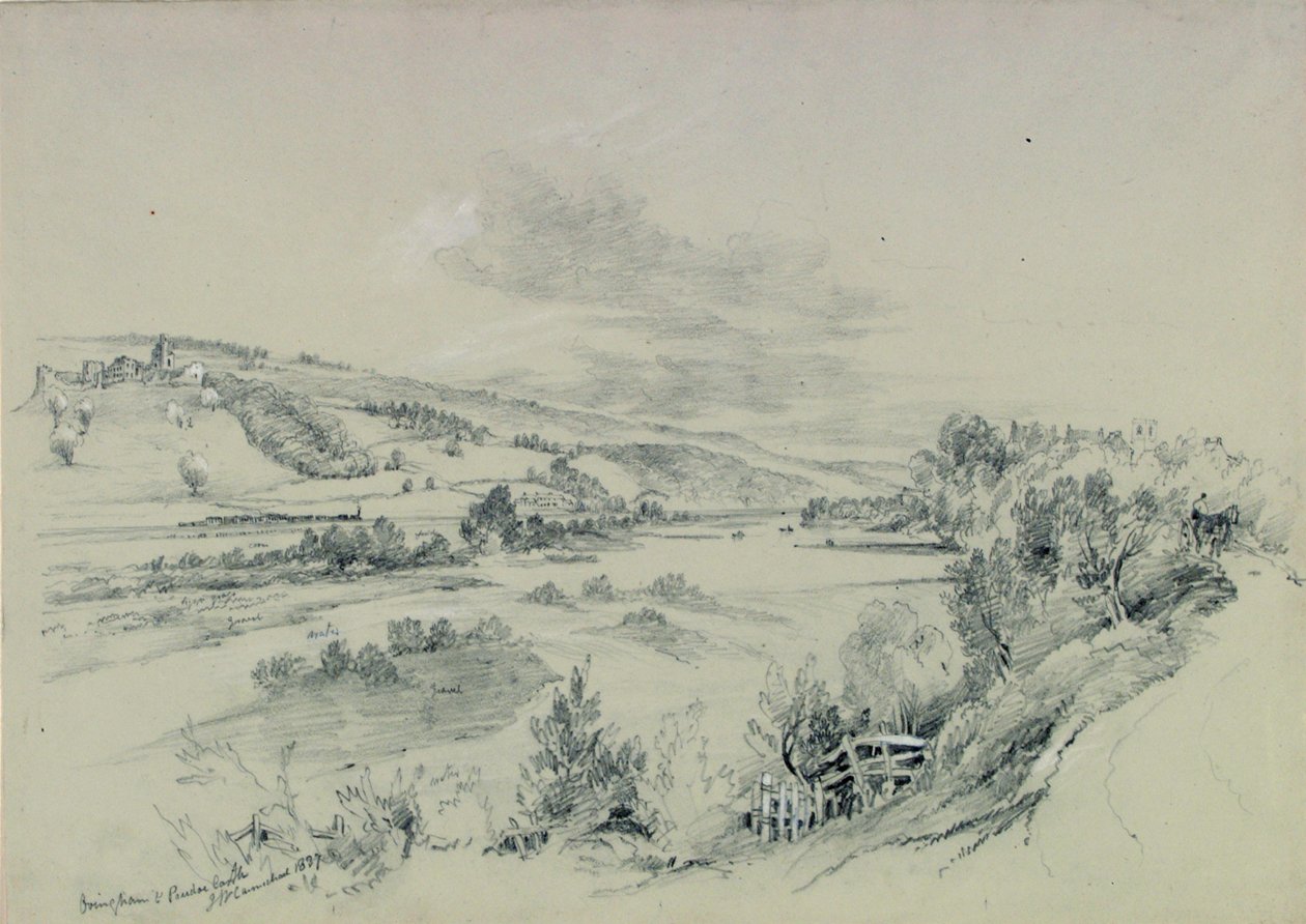 Ovingham und Prudhoe Castle, 1837 von John Wilson Carmichael