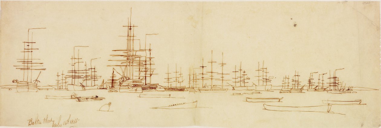 Die Baltische Flotte am 14. Juli 1855 (Feder und Tinte auf Papier) von John Wilson Carmichael