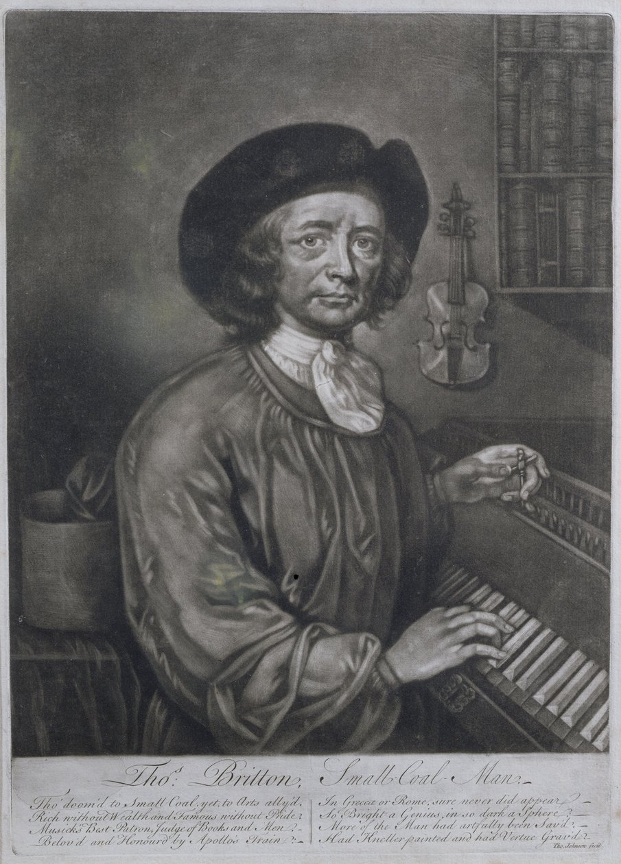 Thomas Britton (1644-1714), der Kohlenhändler, graviert von Thomas Johnson von John Wollaston